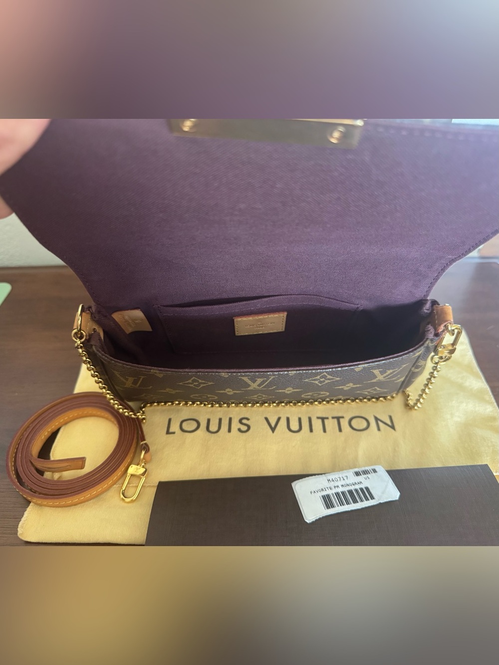 Louis Vuitton Favorite PM Monogram Canvas Brown & Gold Chain Crossbody Bag - Picture 6 of 15